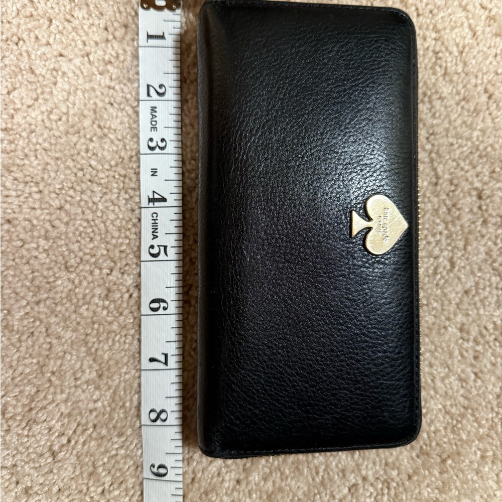 Kate Spade Black Leather Wallet with Gold Logo